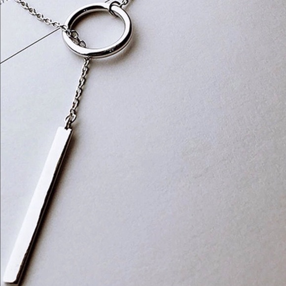 🐣 (925) OPEN CIRLCE BAR LARIAT NECKLACE - Picture 2 of 6